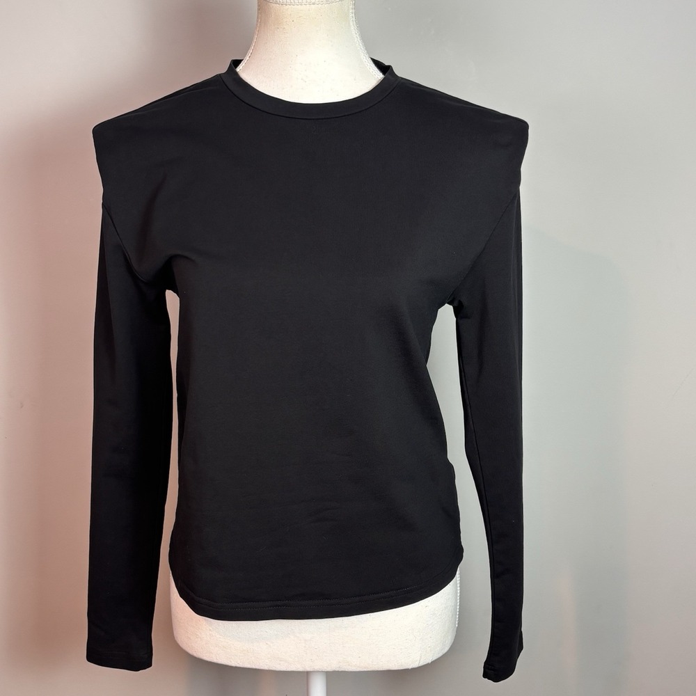 Walter Baker Bethany Structured Shoulders Women's Black Cotton Blouse Sz Small